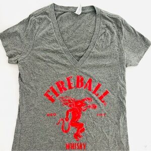 Fireball Whisky Gray V-Neck T-Shirt